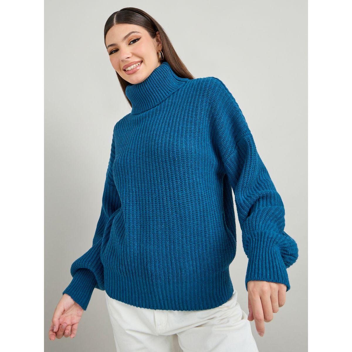 Styli Regular Fit Chunky Knit  Sweater with Volume Sleeves-women-clothing-cardigansandjumpers-jumpers-image-3