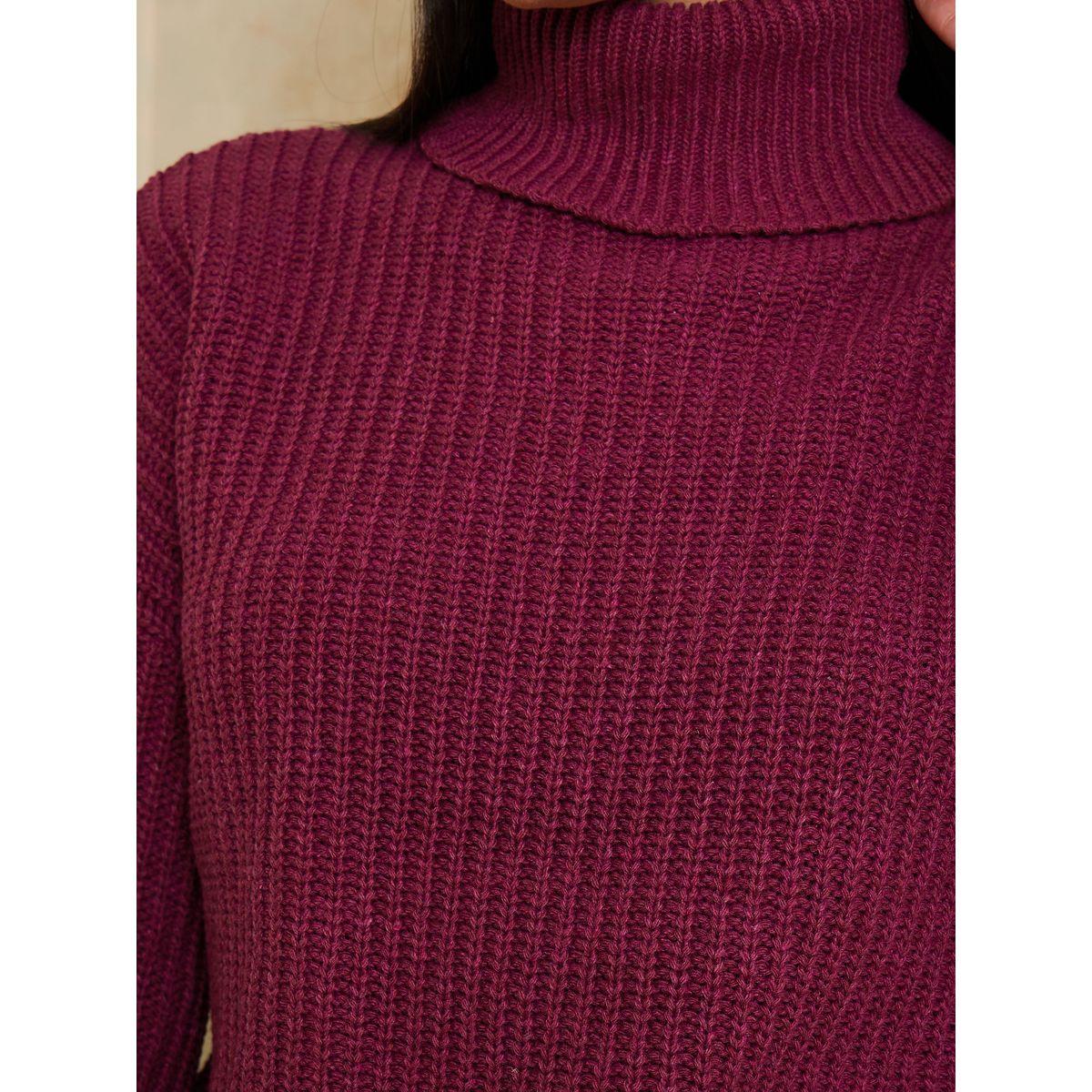 Styli Regular Length Chunky Knit Regular Fit Sweater with Cuffed Volume Sleeves-women-clothing-cardigansandjumpers-jumpers-image-4