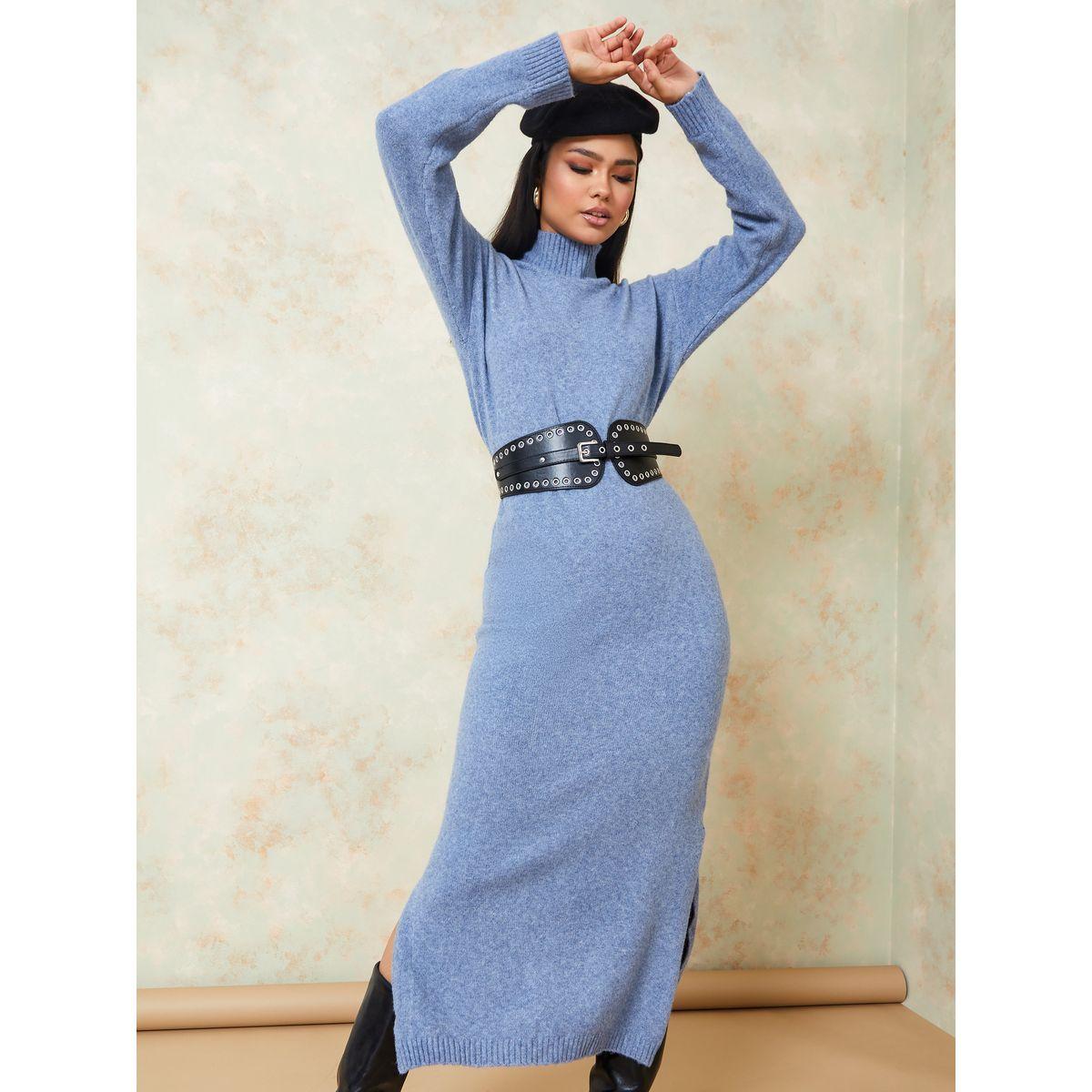 Styli High Neck Winter Maxi Sweater Dress-women-clothing-dresses-image-1