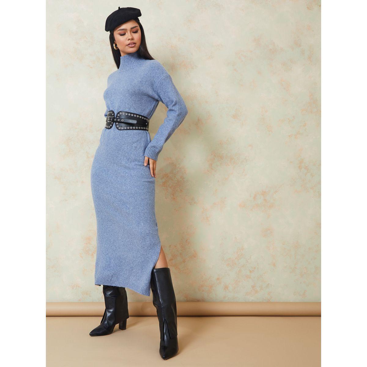 Styli High Neck Winter Maxi Sweater Dress-women-clothing-dresses-image-2