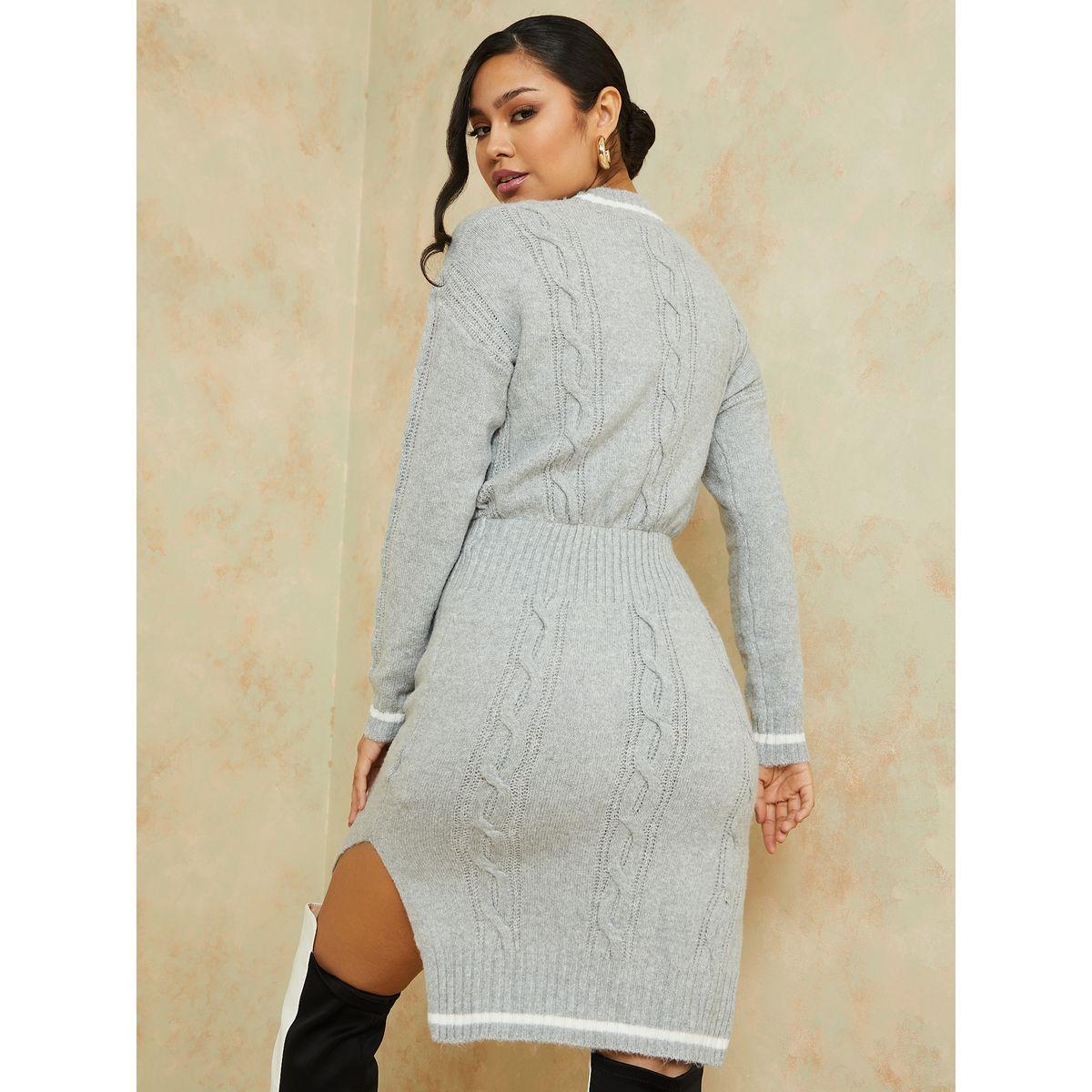 فستان محبوك بطول الركبة وياقة عالية-women-clothing-dresses-image-4
