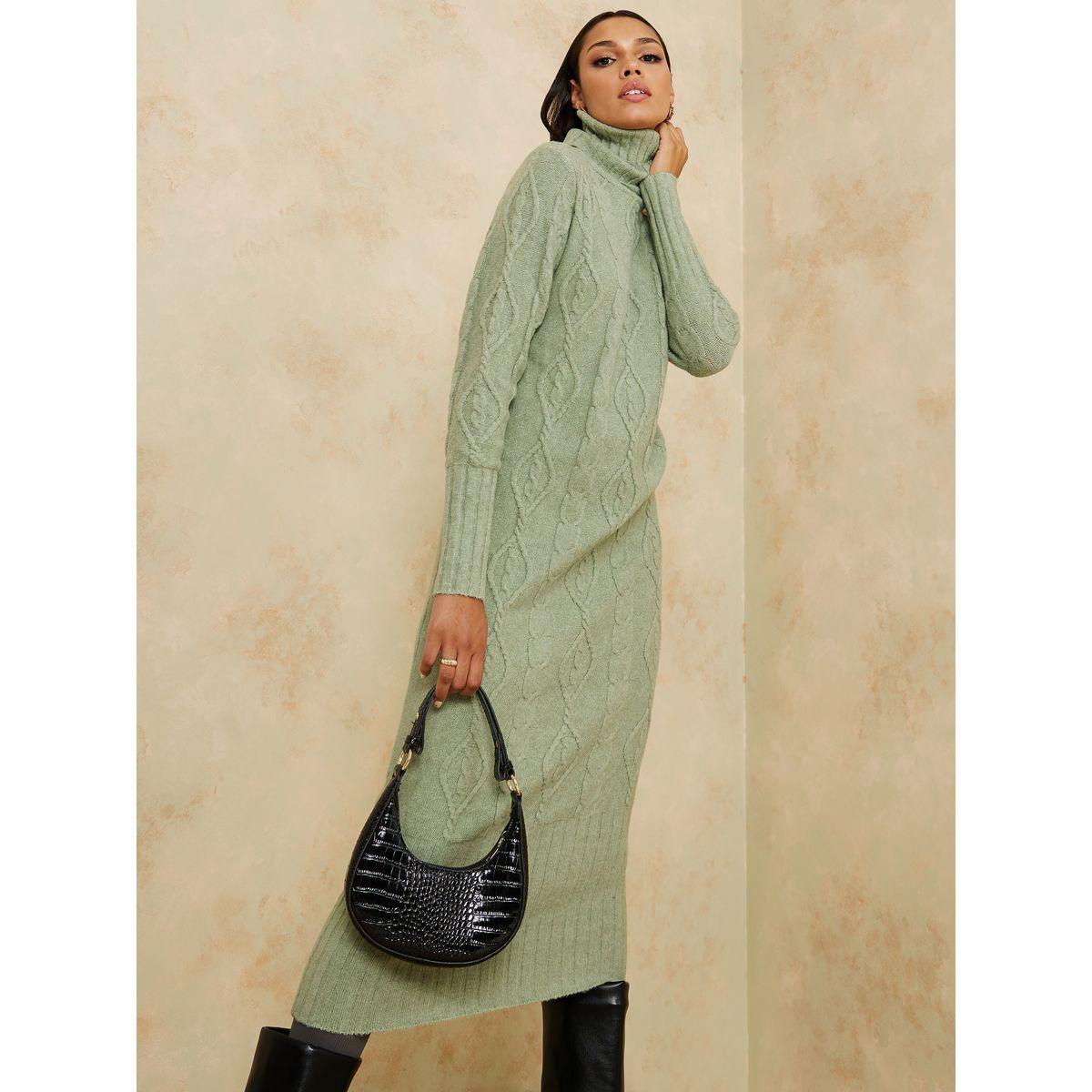 فستان ميدي بياقة مطوية-women-clothing-dresses-image-1