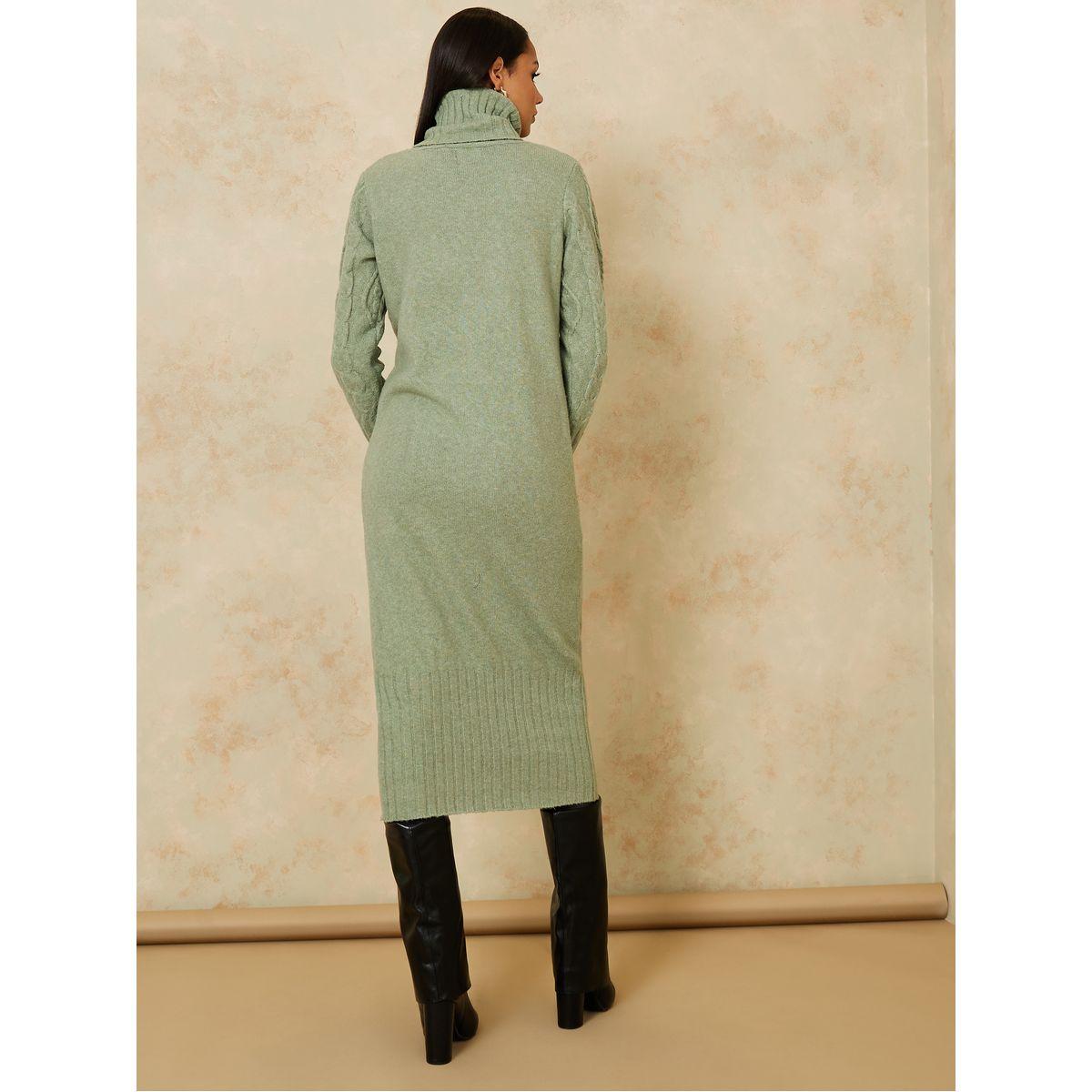 فستان ميدي بياقة مطوية-women-clothing-dresses-image-4