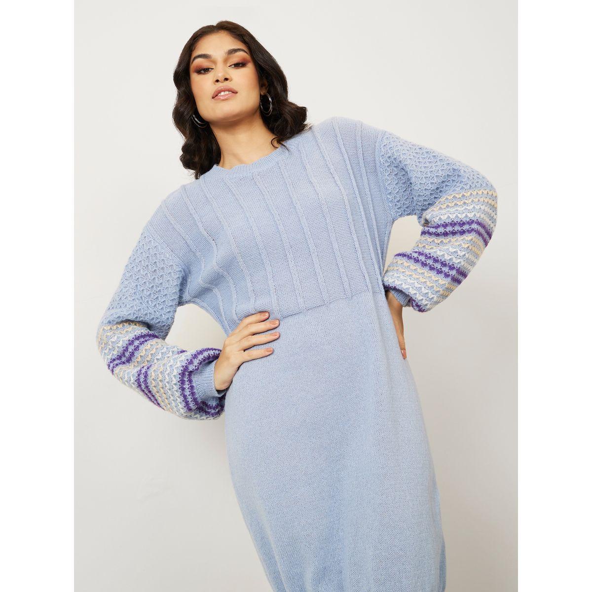 فستان ميدي بتفاصيل محبوكة-women-clothing-dresses-image-2