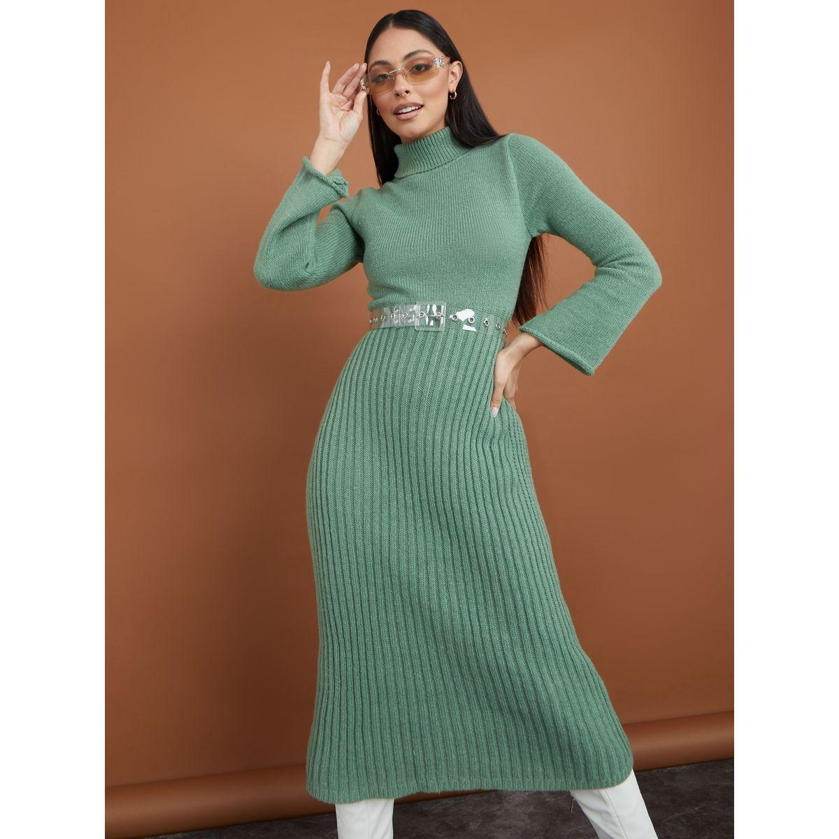 فستان ميدي محبوك بنمط سويتر-women-clothing-dresses-image-1