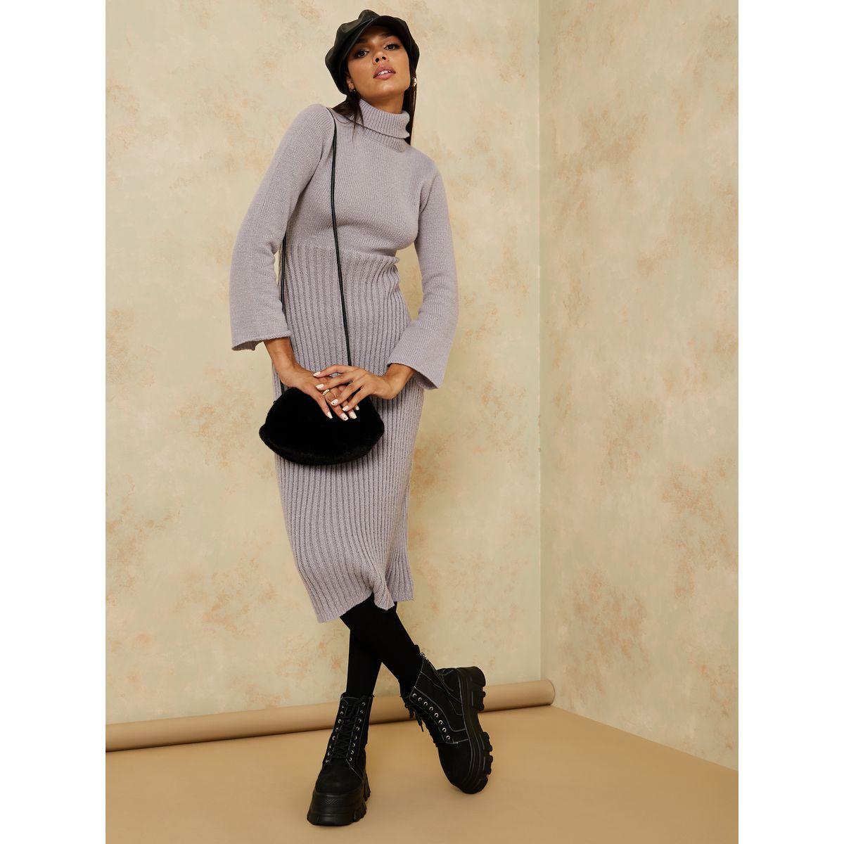 فستان ميدي محبوك بنمط سويتر-women-clothing-dresses-image-2