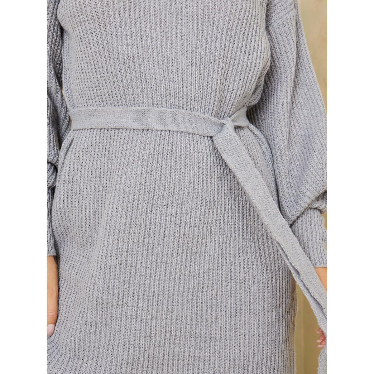 فستان بطول الركبة وياقة مطوية مع حزام-women-clothing-dresses-image-3