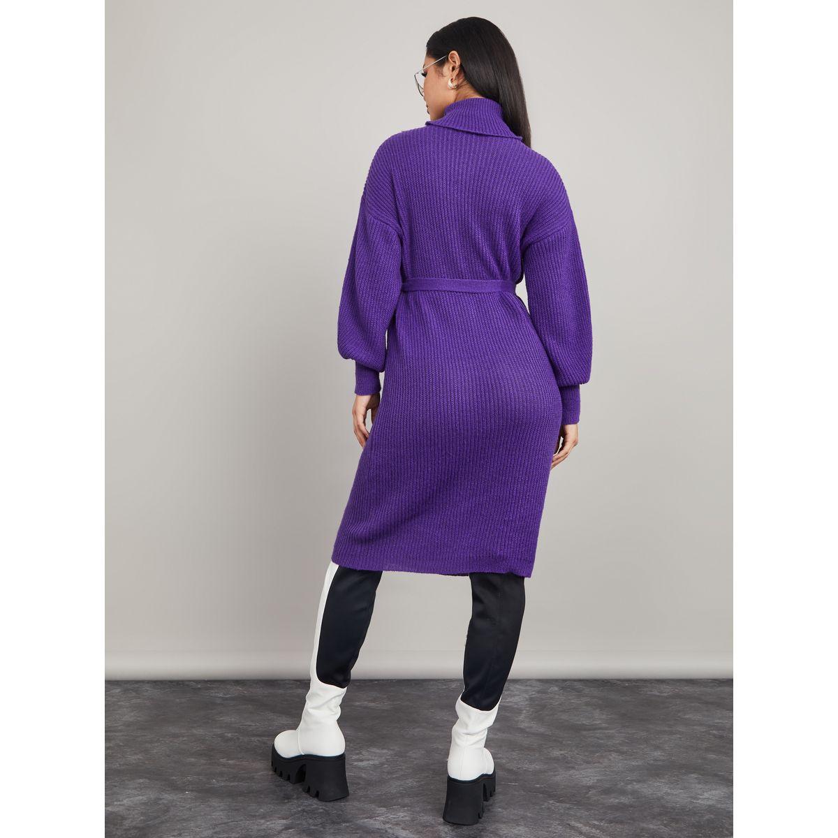 فستان بطول الركبة وياقة مطوية مع حزام-women-clothing-dresses-image-5