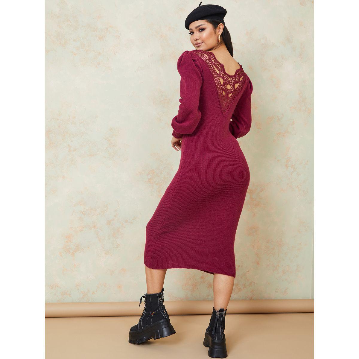 فستان ميدي بتداخلات كروشيه-women-clothing-dresses-image-4