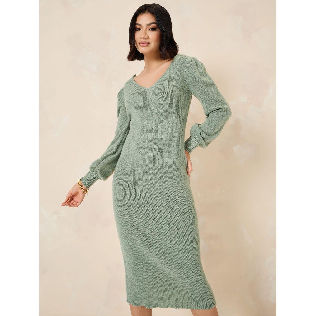 فستان ميدي مزين بكروشيه-women-clothing-dresses-image-1