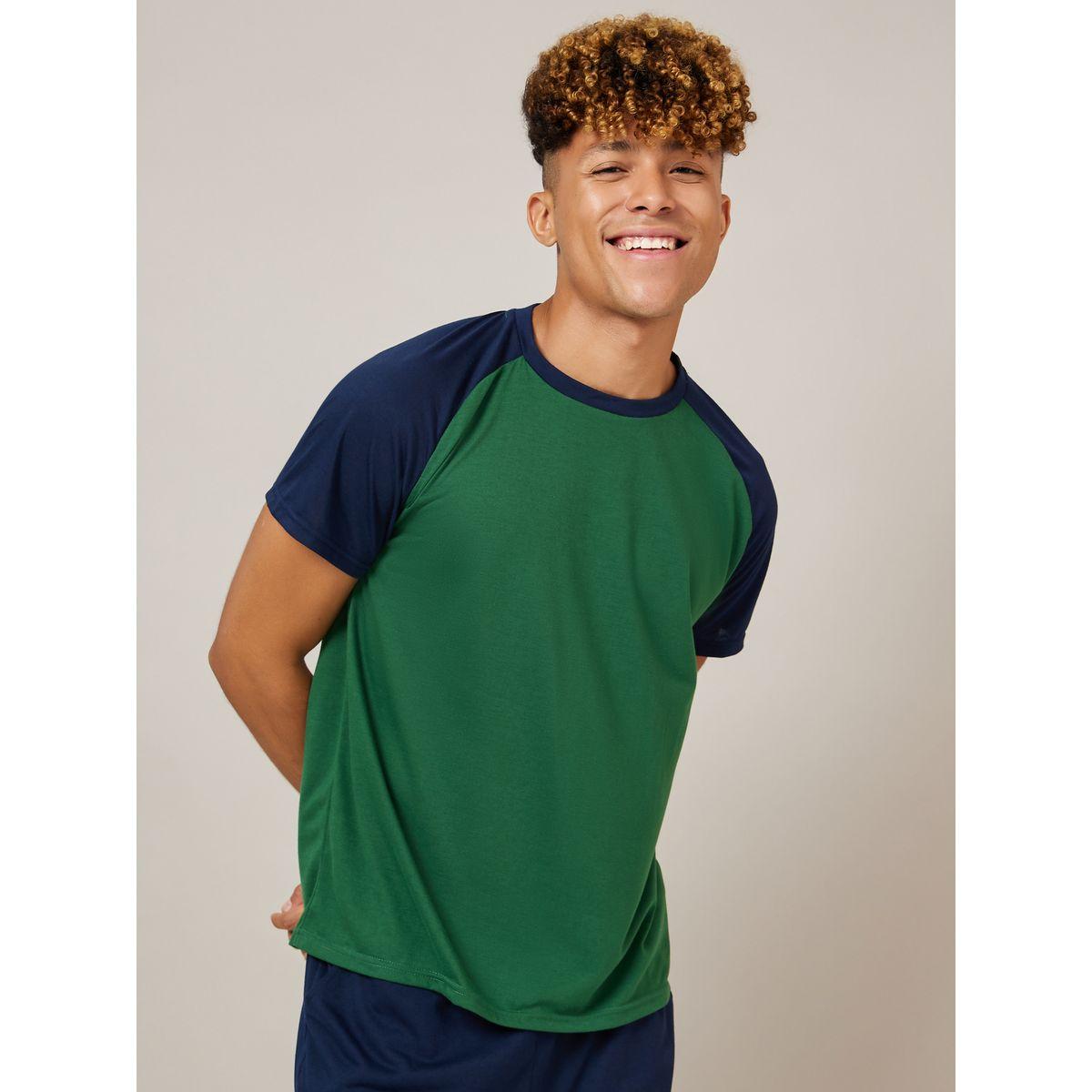 Styli Unwind Colorblock Raglan Sleeves T-shirt and Pyjama Set-men-clothing-nightwear-sets-image-2