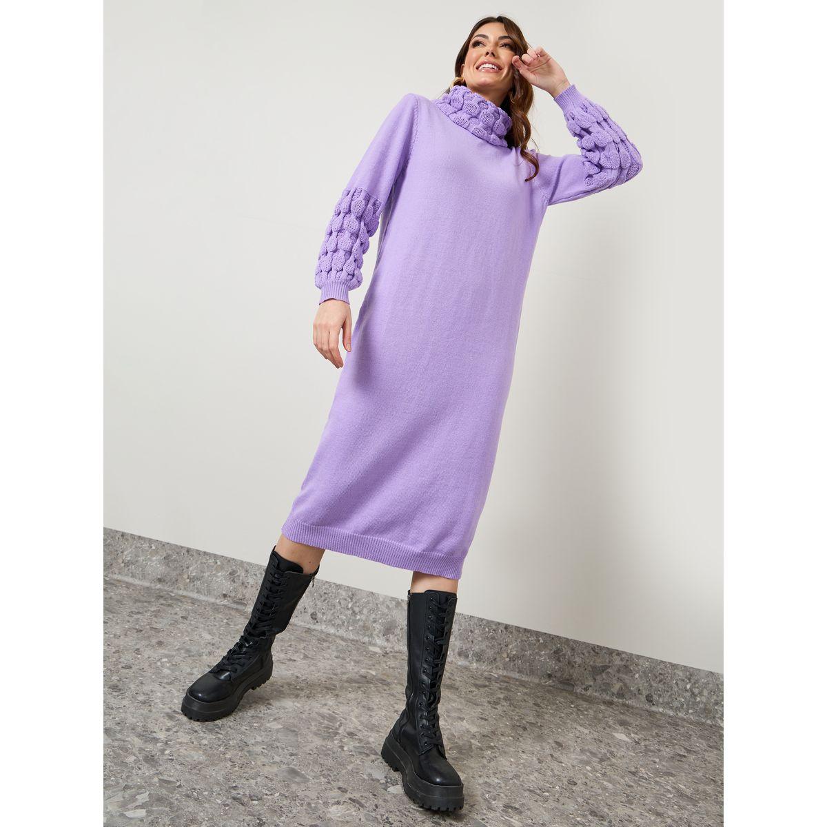 فستان ميدي بتفاصيل بارزة الملمس-women-clothing-dresses-image-1
