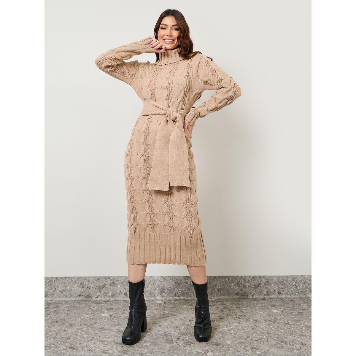 Styli Turtle Neck Knit Sweater Midi Winter Dress-women-clothing-dresses-image-2