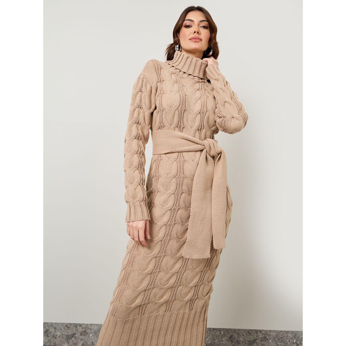 Styli Turtle Neck Knit Sweater Midi Winter Dress-women-clothing-dresses-image-3