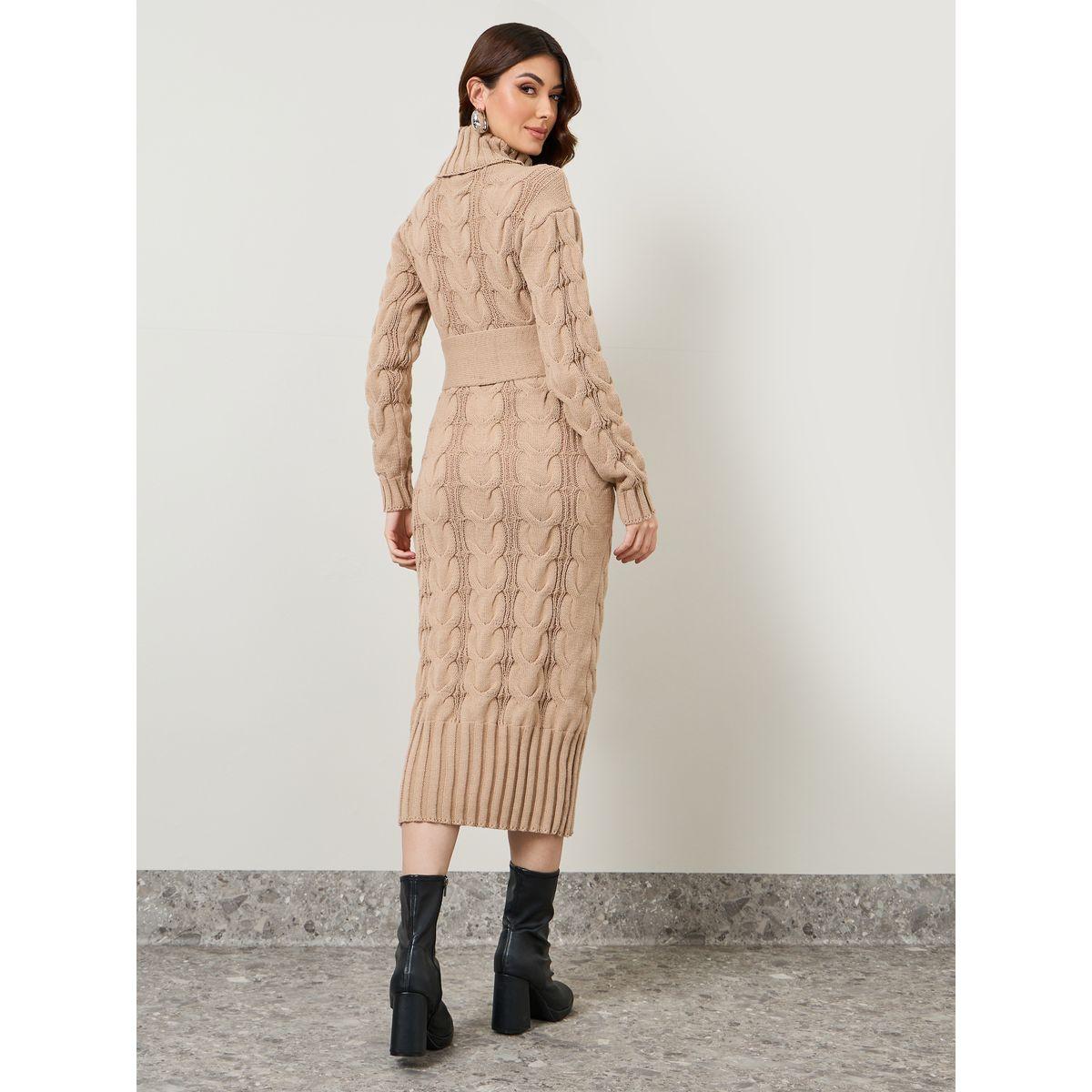 Styli Turtle Neck Knit Sweater Midi Winter Dress-women-clothing-dresses-image-5
