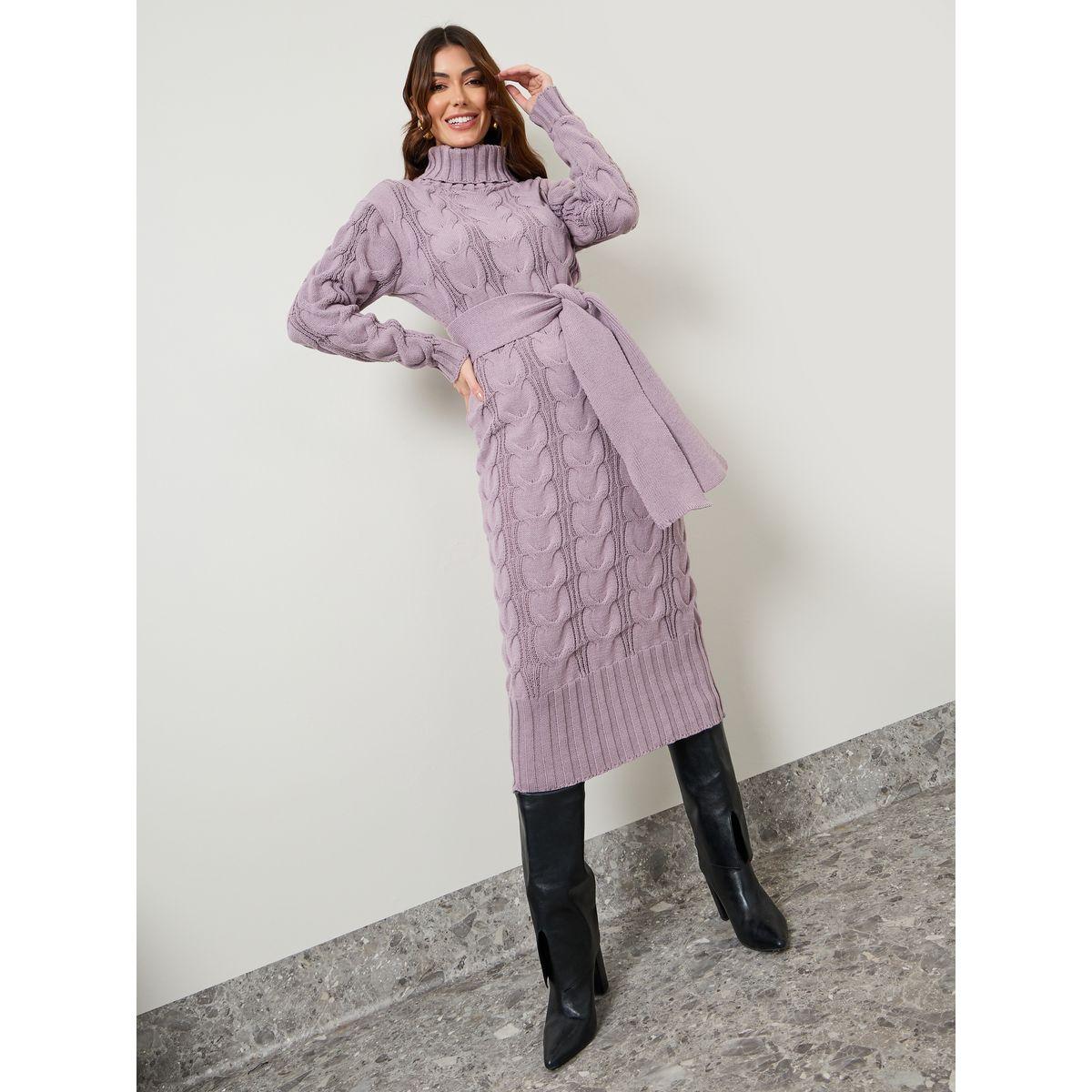 Styli Turtle Neck Knit Sweater Midi Winter Dress-women-clothing-dresses-image-2