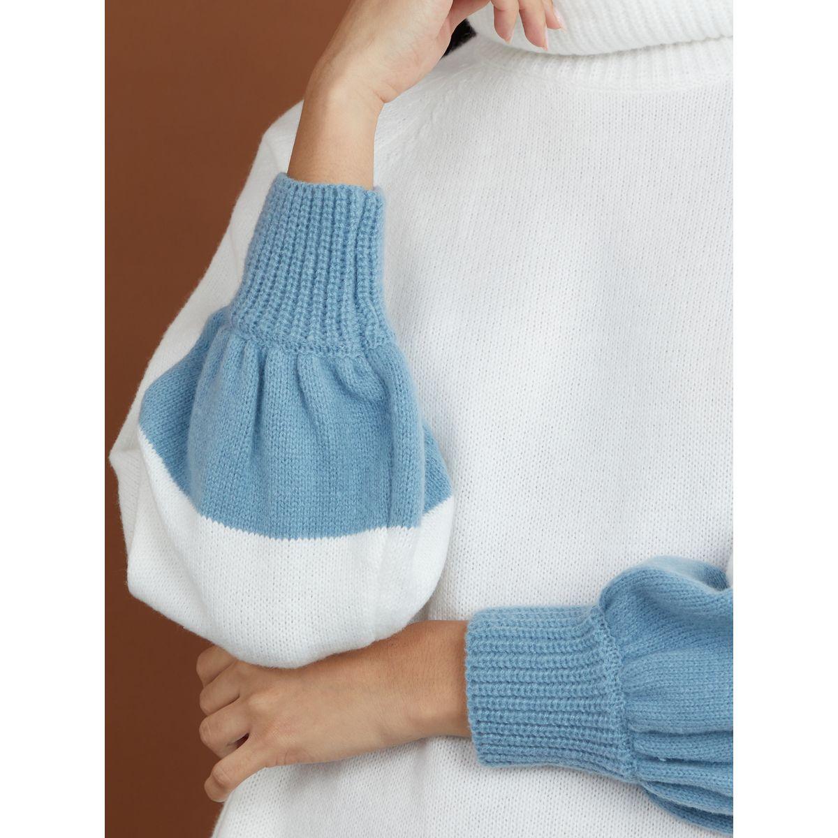 Styli Turtle Neck Colorblock Sweater Midi Winter Dress-women-clothing-dresses-image-3