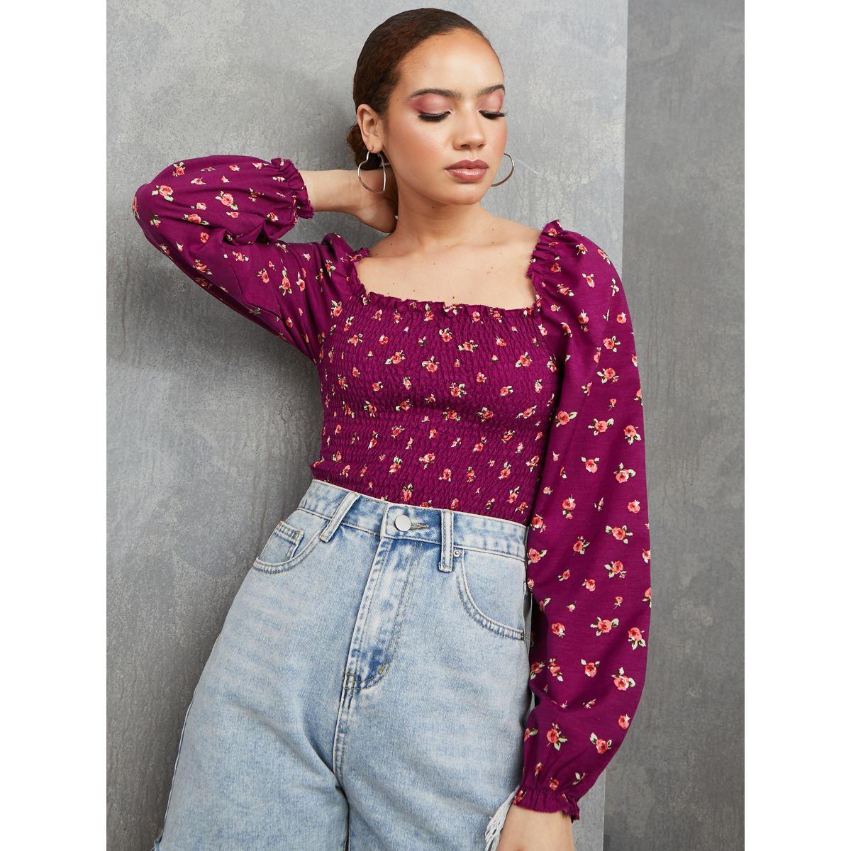 بلوزة بتفاصيل مزمومة واكمام طويلة-women-clothing-shirtsandblouses-blouses-image-1
