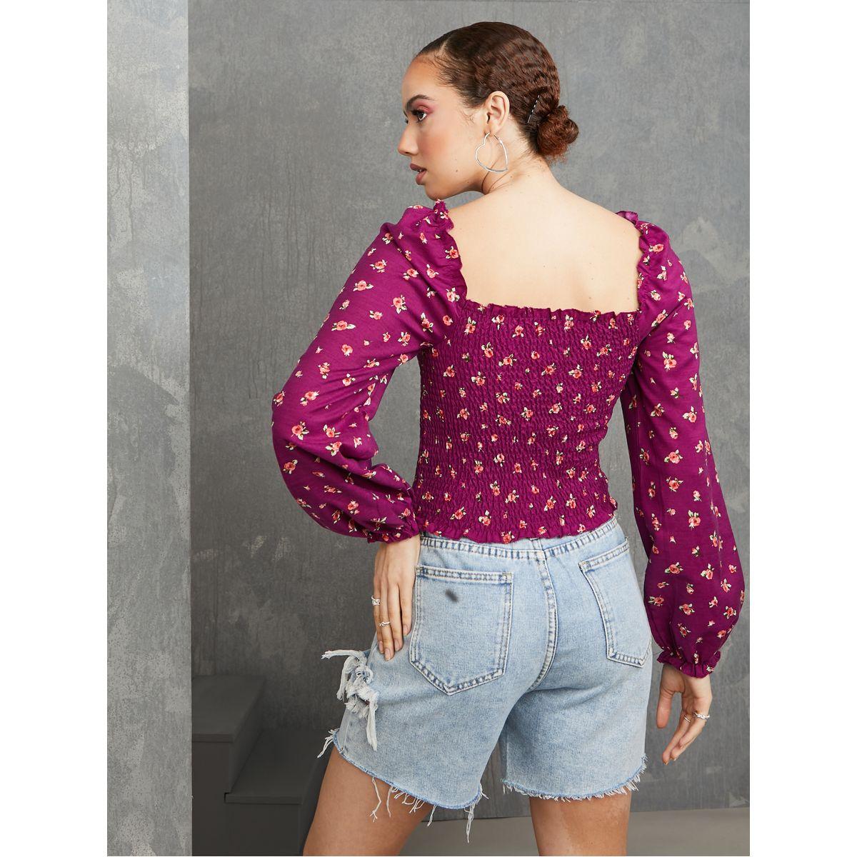بلوزة بتفاصيل مزمومة واكمام طويلة-women-clothing-shirtsandblouses-blouses-image-5