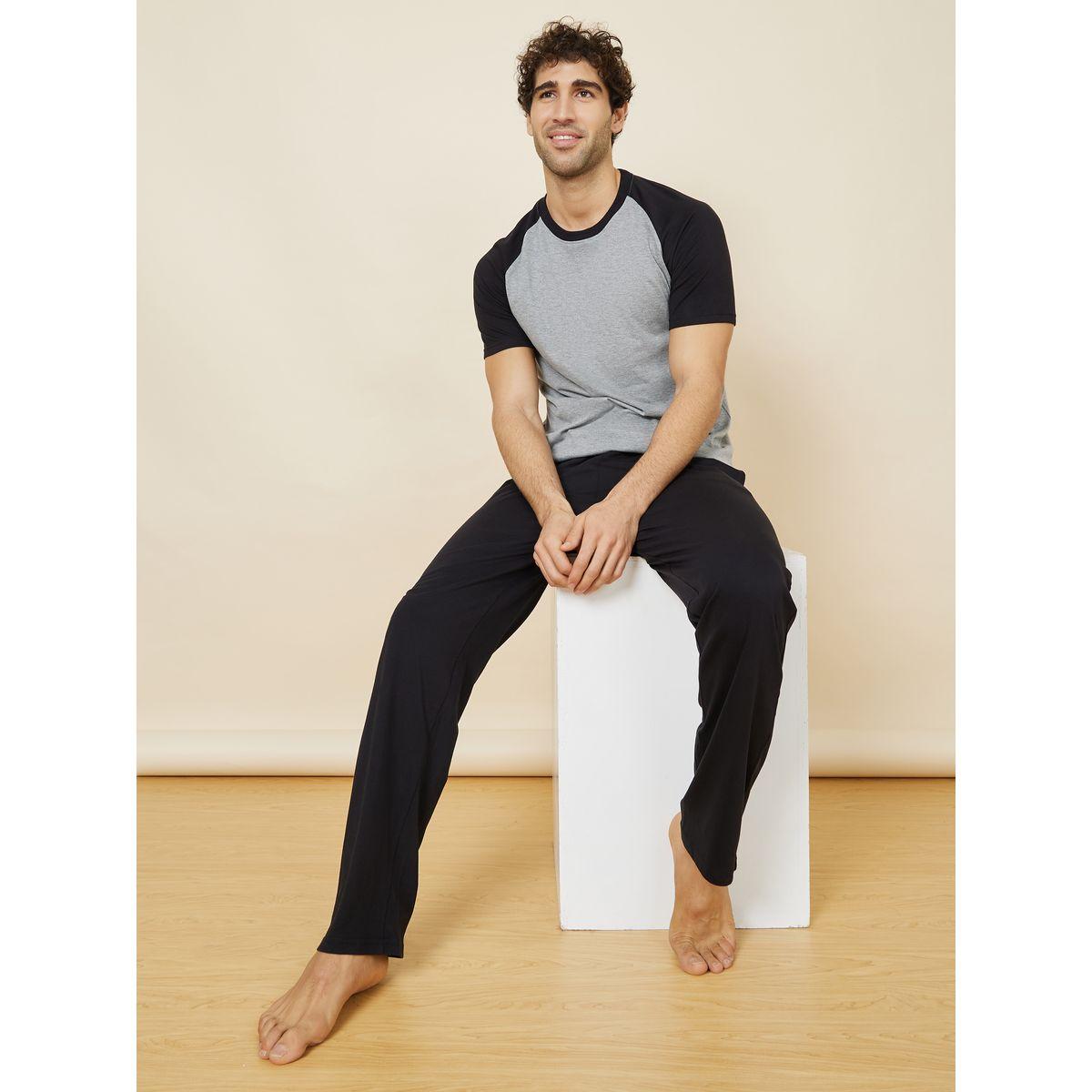Styli Unwind Colorblock Raglan Sleeve T-Shirt & Pyjama Set-men-clothing-nightwear-sets-image-1