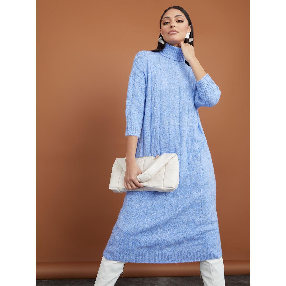 فستان ميدي بياقة مطوية-women-clothing-dresses-image-1