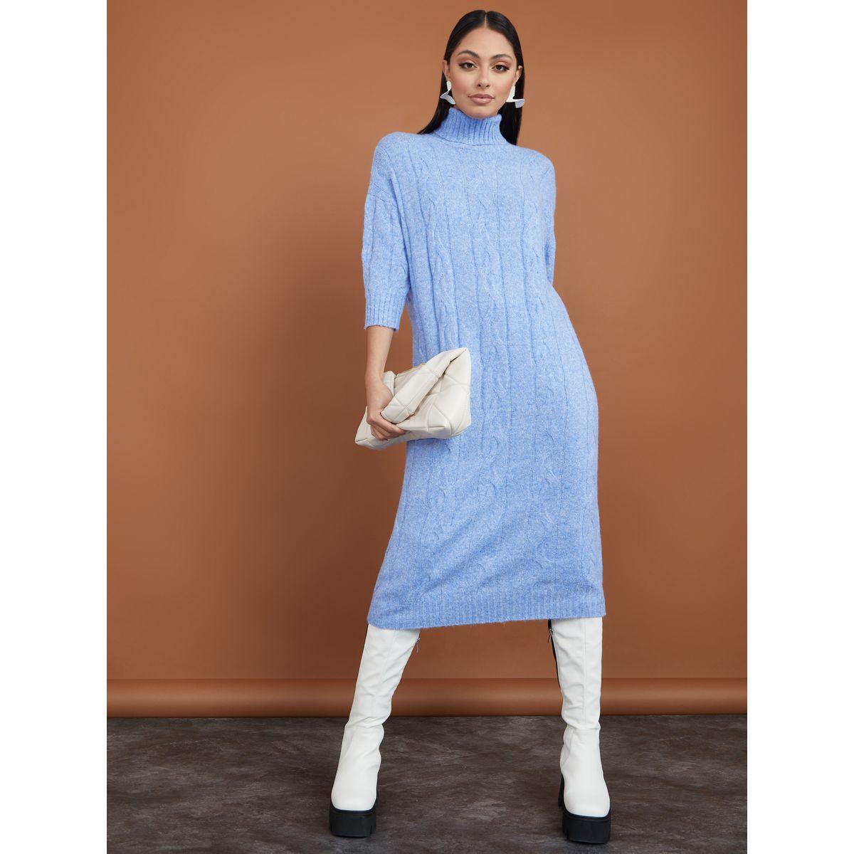 فستان ميدي بياقة مطوية-women-clothing-dresses-image-2