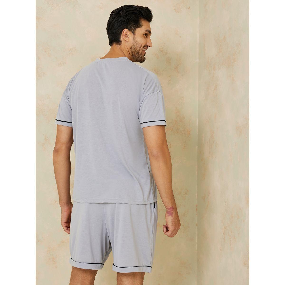 Styli Unwind Graphic Print Detail T-shirt and Shorts Set-men-clothing-nightwear-sets-image-5