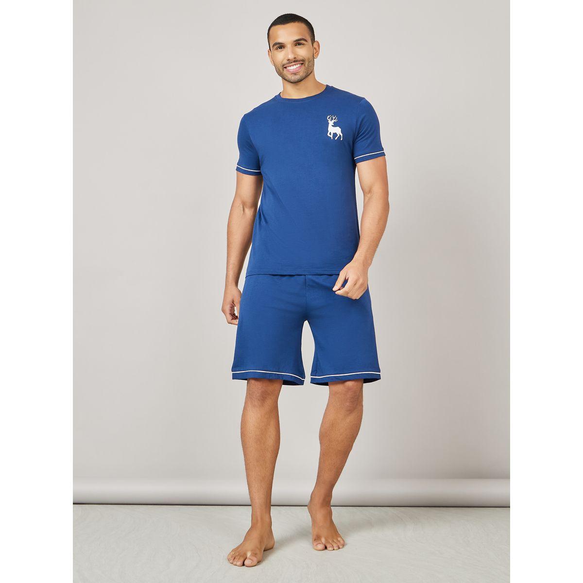 Styli Unwind Graphic Print Detail T-shirt and Shorts Set-men-clothing-nightwear-sets-image-2