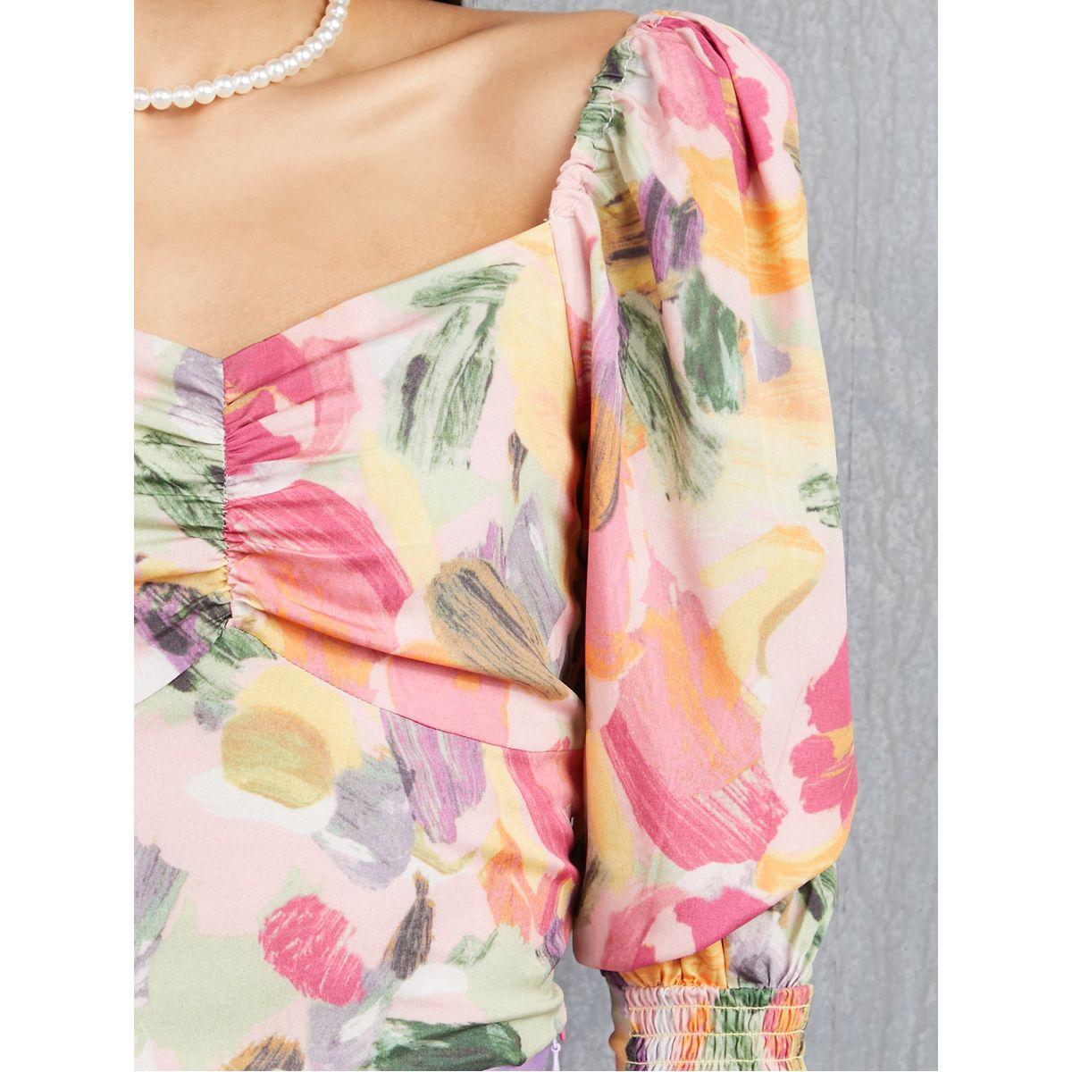 بلوزة مطبعة بزهور مع اكمام بيشوب-women-clothing-shirtsandblouses-blouses-image-3