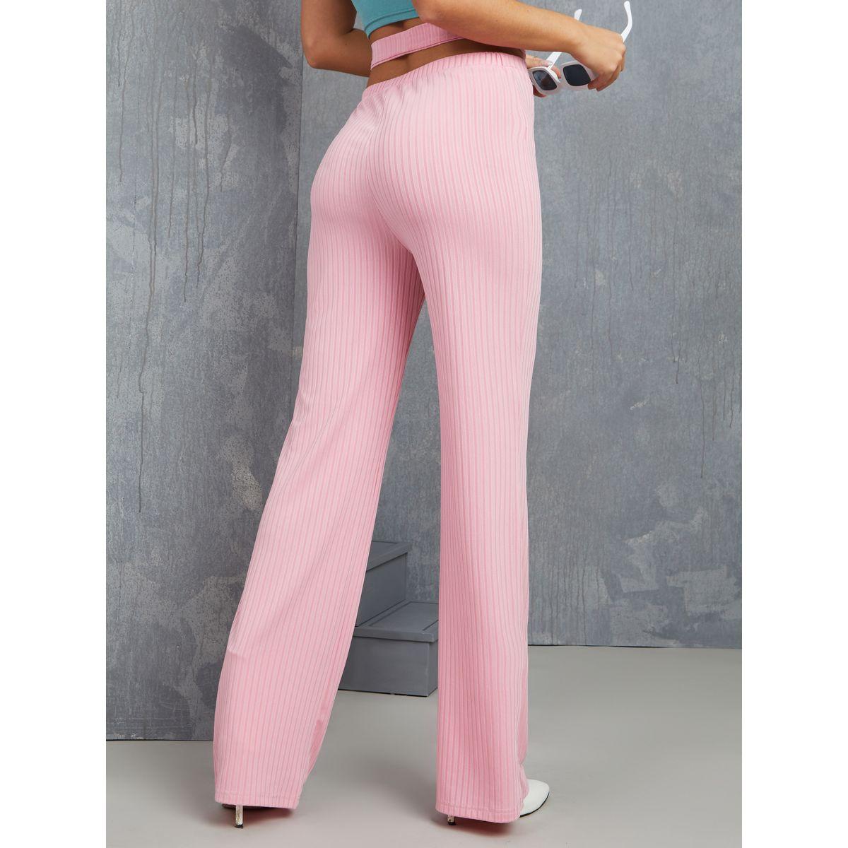 Styli Textured Cut Out Waist Detail Wide Leg Pants-women-clothing-bottoms-trousers-image-4