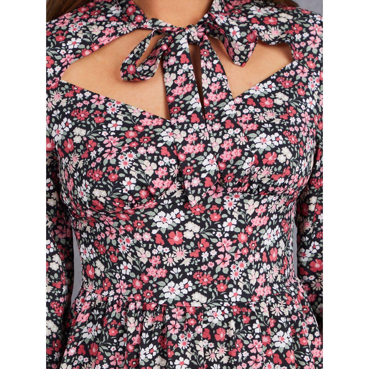 فستان بطول الركبة مطبع بزهور-women-clothing-dresses-image-3