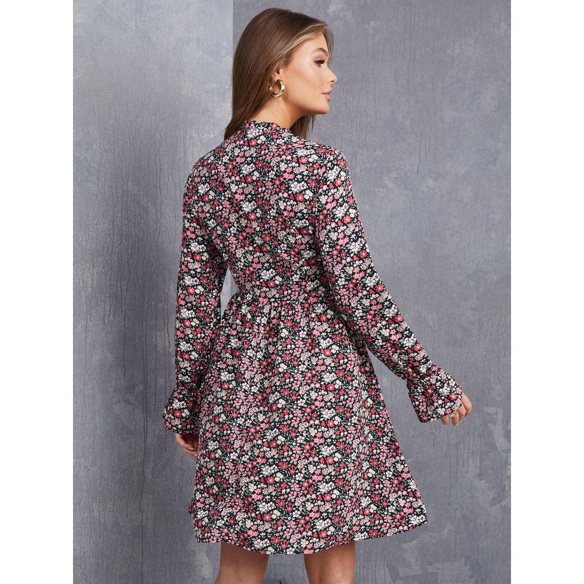 فستان بطول الركبة مطبع بزهور-women-clothing-dresses-image-4