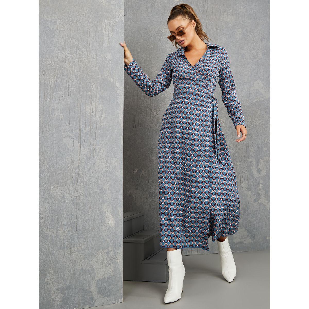 فستان بنمط لف واكمام طويلة-women-clothing-dresses-image-1