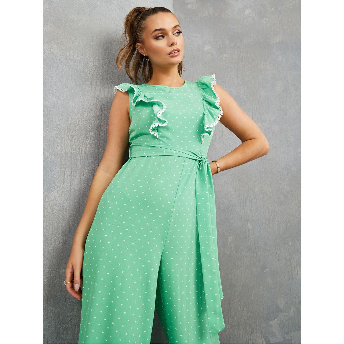 Styli Sleeveless Polka Dot Ruffle Detail  Jumpsuit with Tie Up-women-clothing-jumpsuits-image-1
