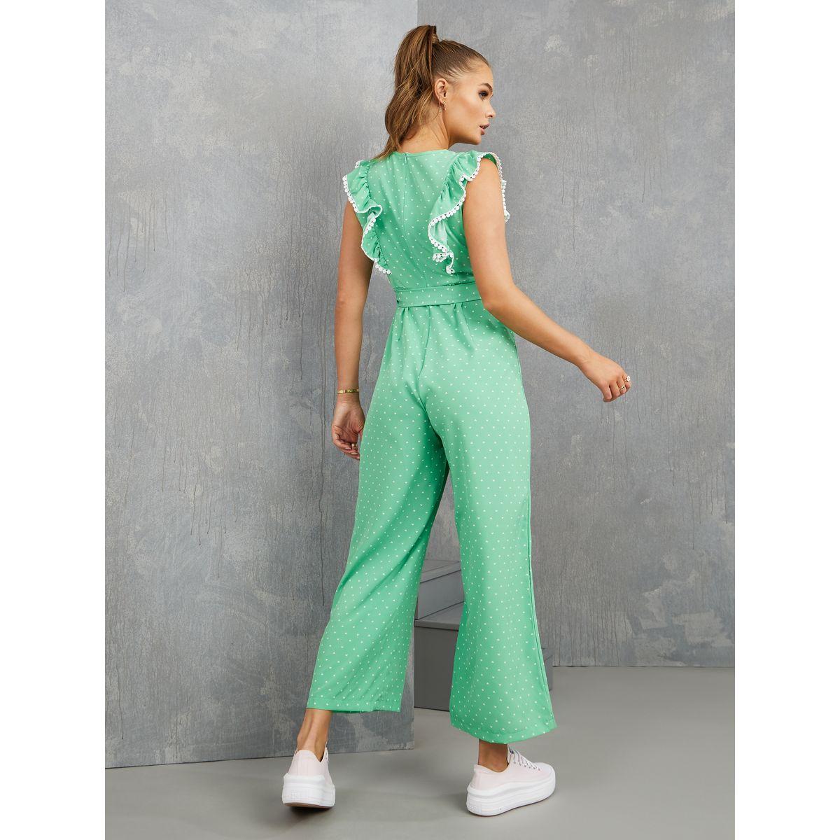 Styli Sleeveless Polka Dot Ruffle Detail  Jumpsuit with Tie Up-women-clothing-jumpsuits-image-4
