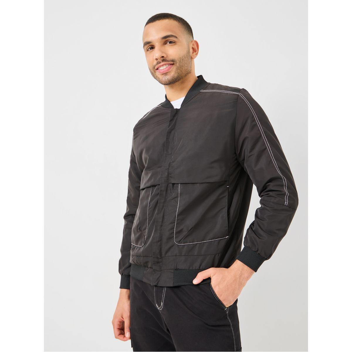 Styli Contrast Stitch Detail Full Zip Utility Jacket-men-clothing-jacketsandblazers-jackets-image-3