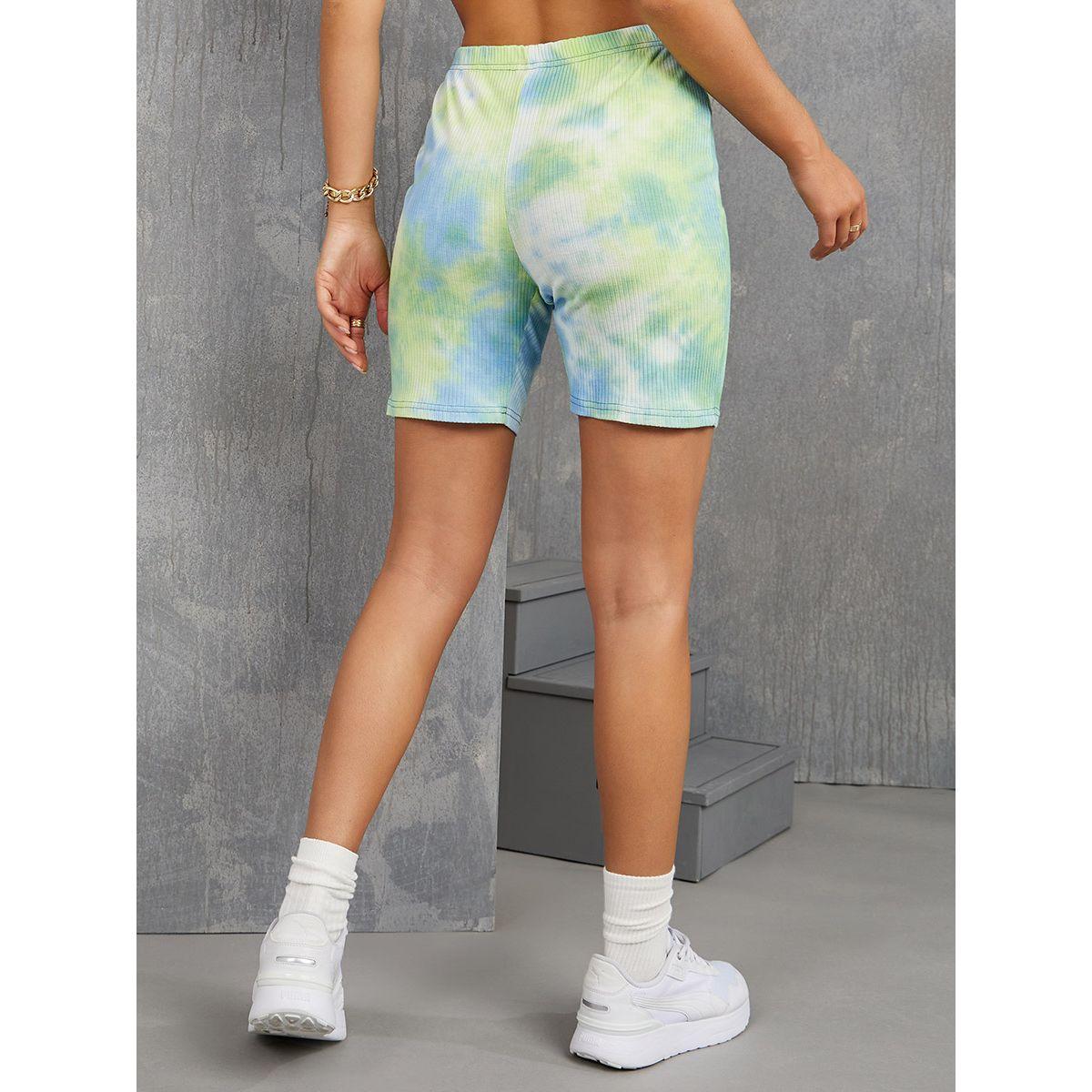 Styli Tie & Dye Elastic Waistband Cycling Shorts-women-clothing-bottoms-shorts-image-4