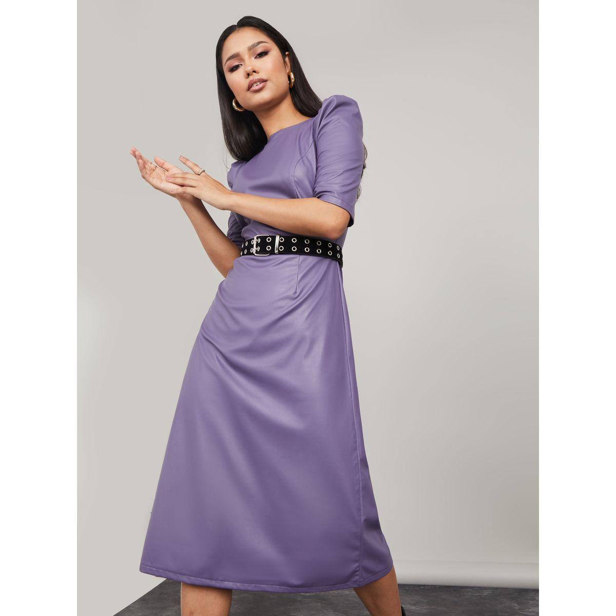 فستان ميدي باكمام منفوشة-women-clothing-dresses-image-1