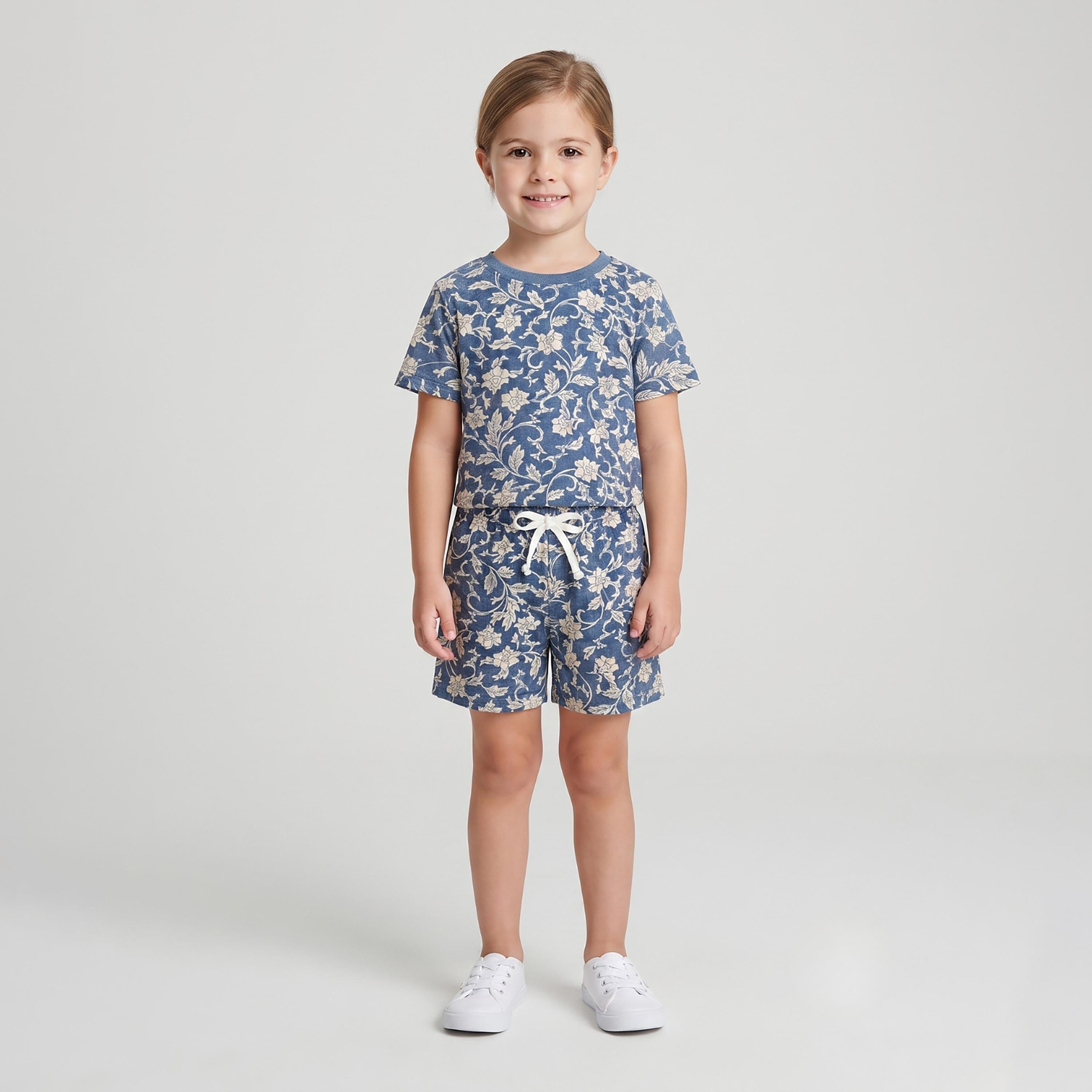 Babyqlo Floral Short Sleeves T-Shirt & Shorts Co-ord Set-baby-girls-clothing-setsandcoords-image-1