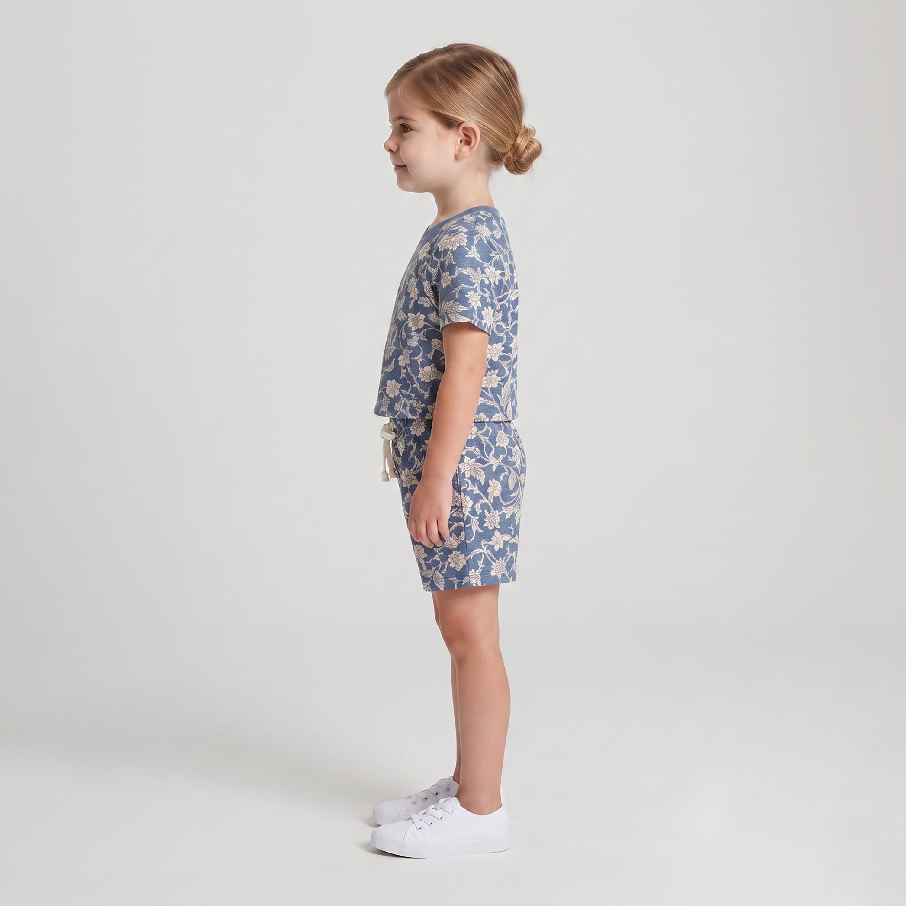 Babyqlo Floral Short Sleeves T-Shirt & Shorts Co-ord Set-baby-girls-clothing-setsandcoords-image-3