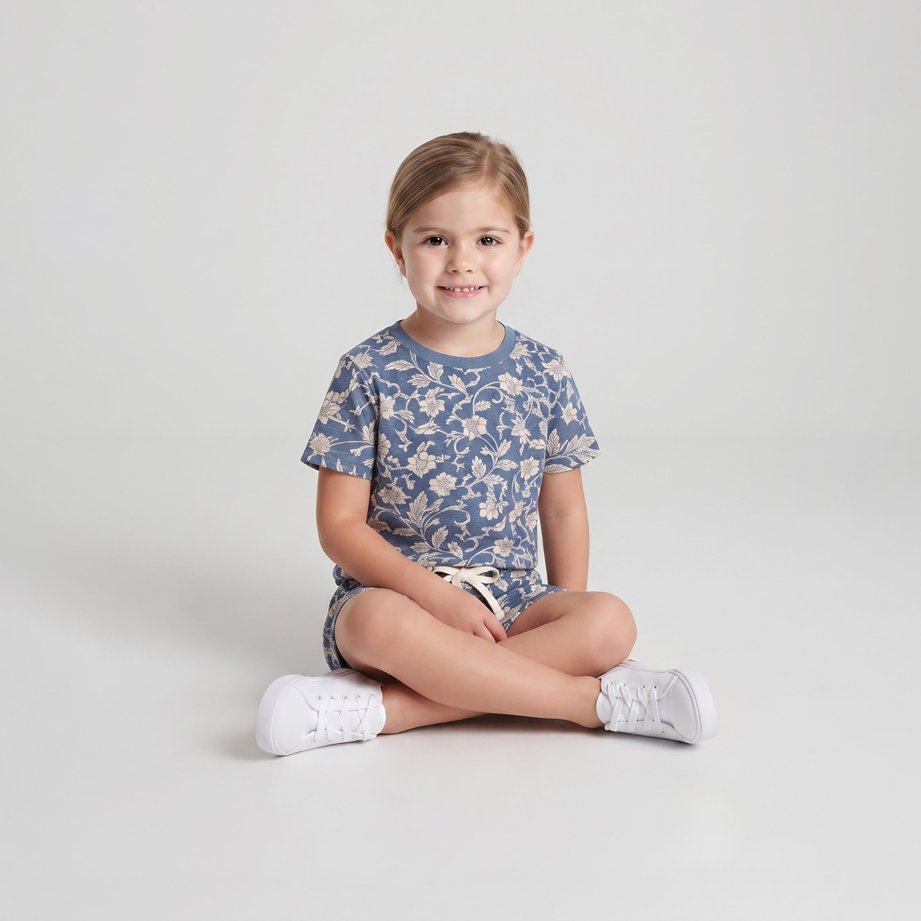 Babyqlo Floral Short Sleeves T-Shirt & Shorts Co-ord Set-baby-girls-clothing-setsandcoords-image-4