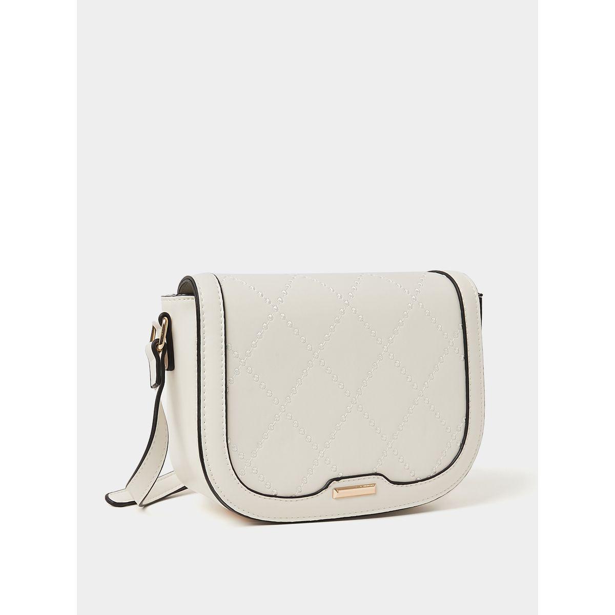 Styli Embroidered Pattern Saddle Bag with Adjustable Strap-women-bagsandwallets-handbags-image-1