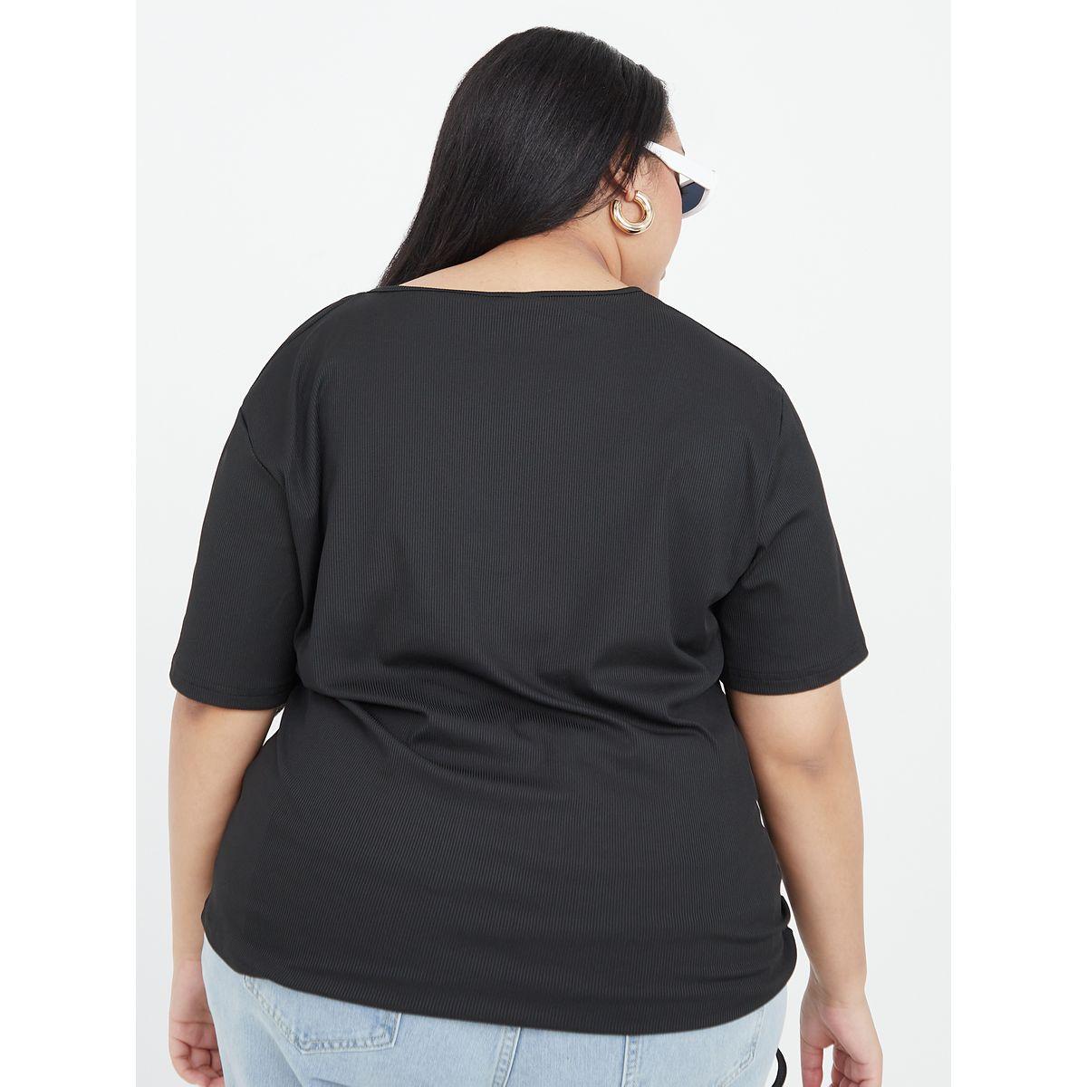 تيشيرت بتفاصيل مزمومة واكمام قصيرة-women-clothing-tshirts-image-5