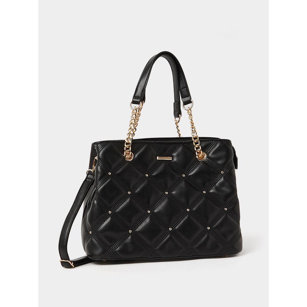 Styli Diamond Quilted Stud Shoulder Bag with Zip Closure-women-bagsandwallets-handbags-image-1