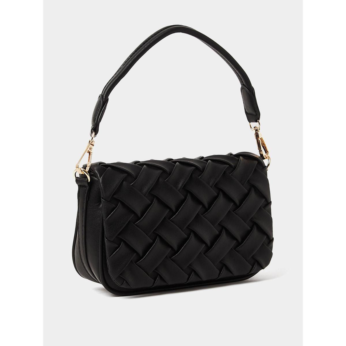 Styli Weave Flap Shoulder Bag with Button Closure-women-bagsandwallets-handbags-image-1