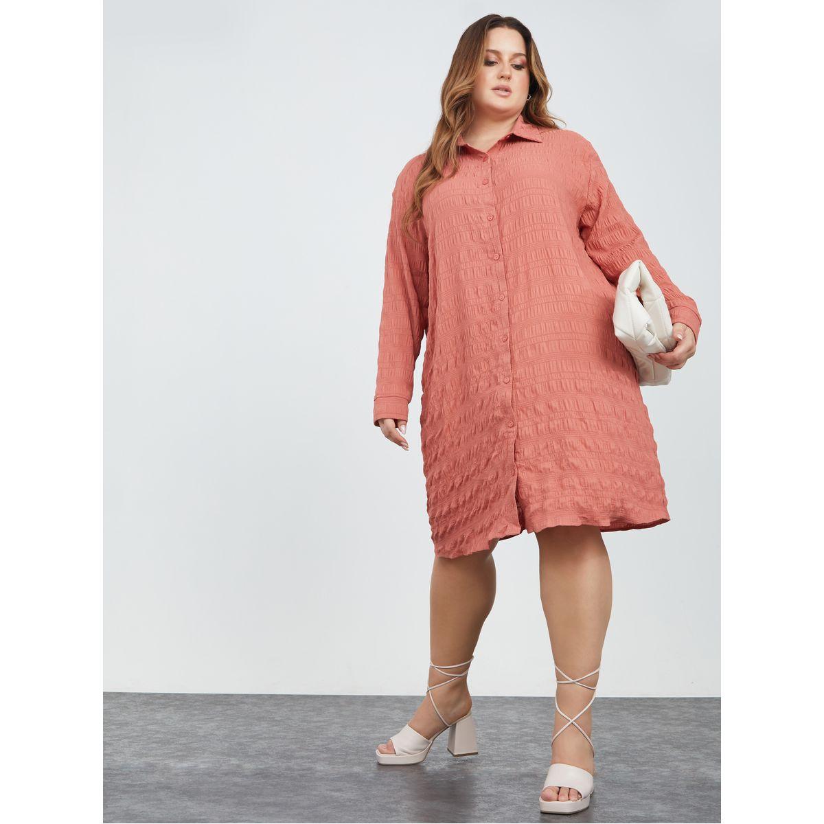 فستان ميدي بتفاصيل بارزة الملمس-women-clothing-dresses-image-1