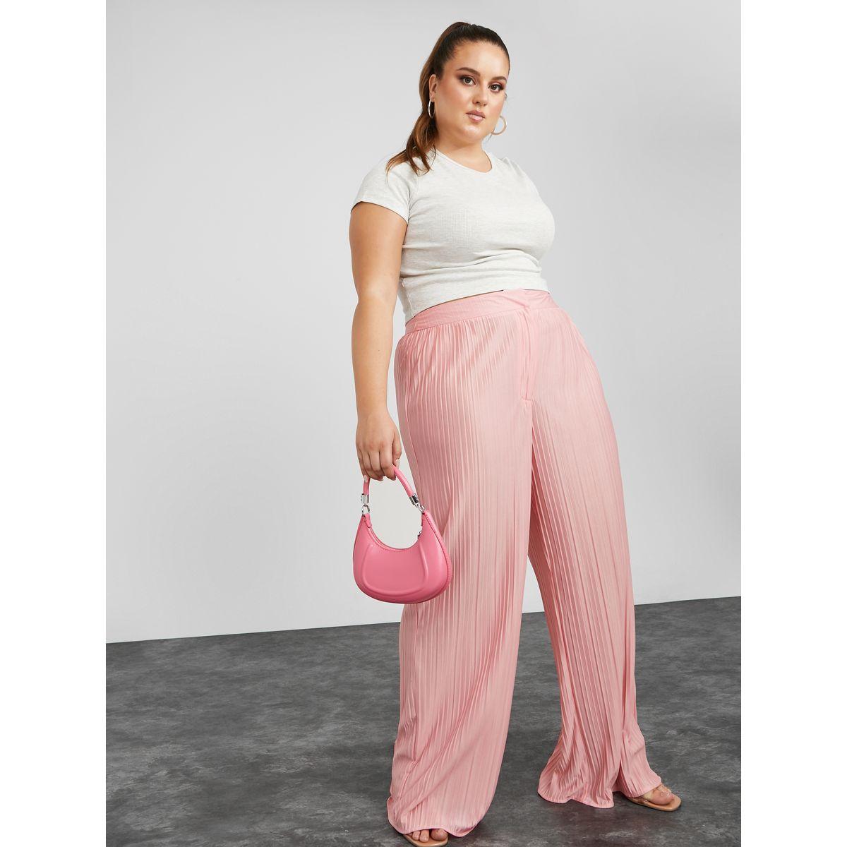 Styli Plus High Waist Plisse Wide Leg Trouser-women-clothing-bottoms-trousers-image-2
