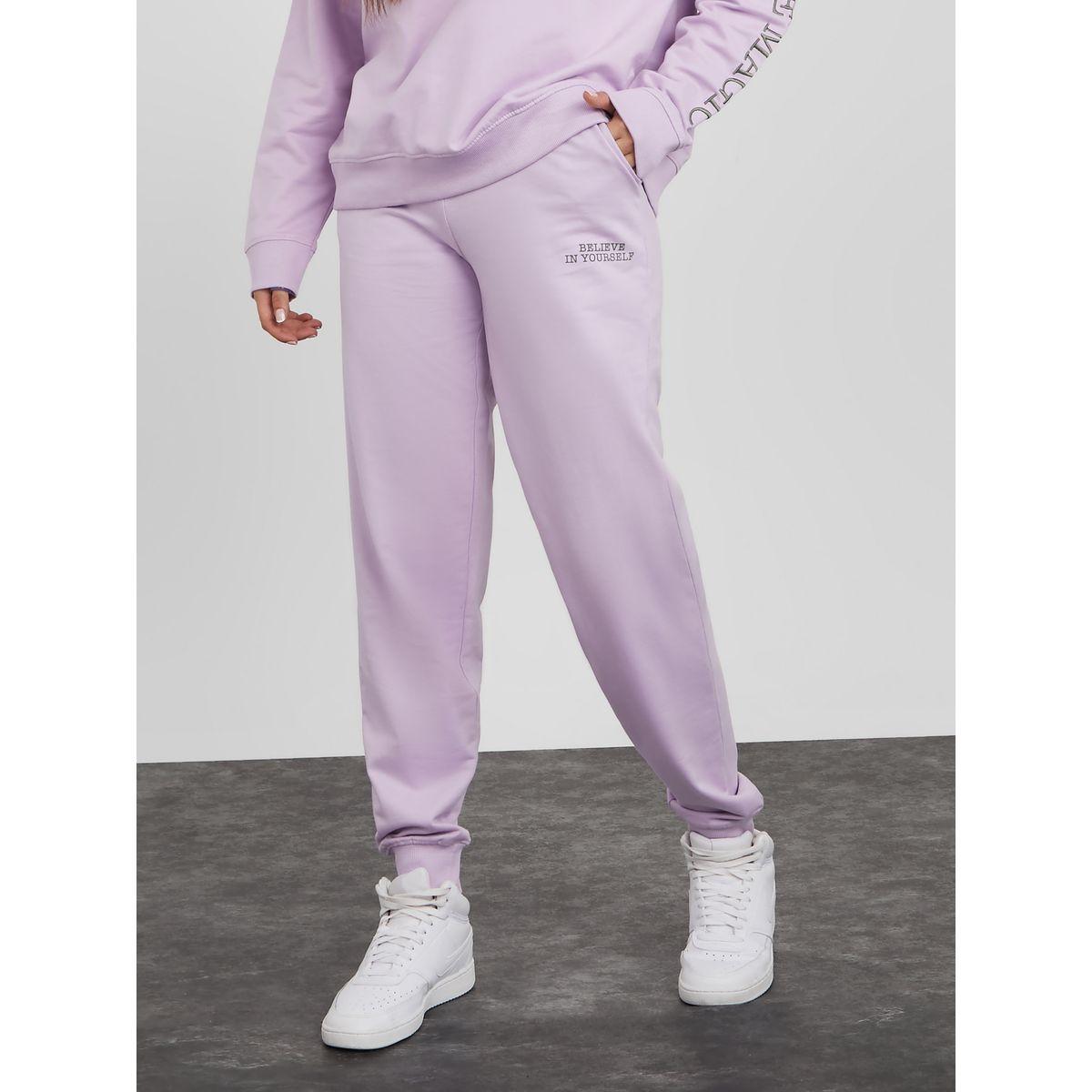 Styli Slogan Print Jogger with Drawstring Waistband-women-clothing-bottoms-joggers-image-1