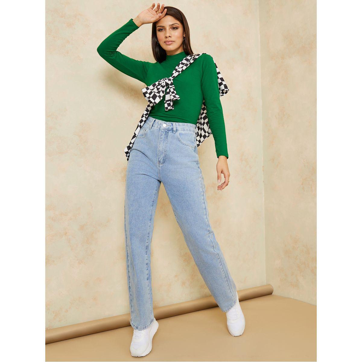 جينز بقصة مستقيمة وخصر عالي-women-clothing-bottoms-jeans-image-2
