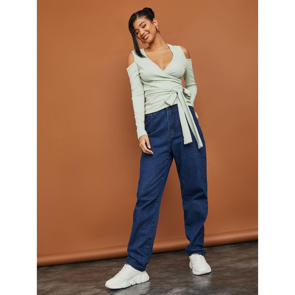 Styli High Waist Baggy Fit Jeans with Pockets-women-clothing-bottoms-jeans-image-2